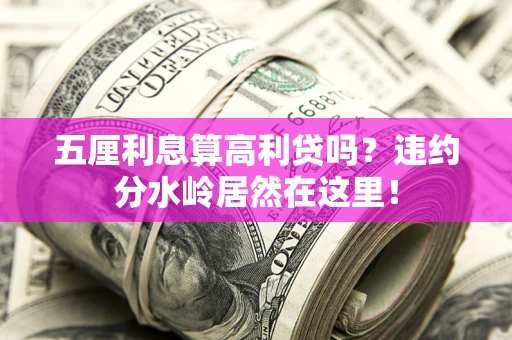 武汉五厘利息算高利贷吗？违约分水岭居然在这里！