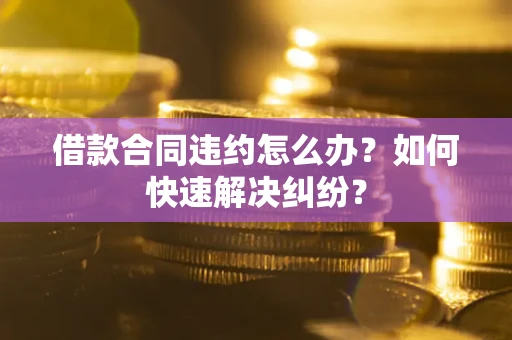 武汉借款合同违约怎么办？如何快速解决纠纷？